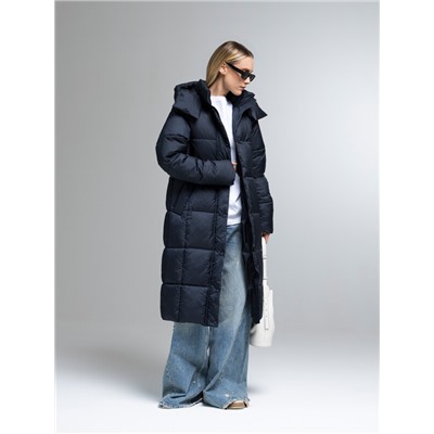 Пуховик женский темно-синий