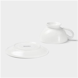 Чайная пара Magistro «Бланш», чашка 250 мл, блюдце d=15.5 см, фарфор, белая