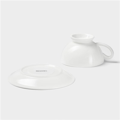 Чайная пара Magistro «Бланш», чашка 250 мл, блюдце d=15.5 см, фарфор, белая