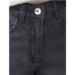 Широкие джинсы с декоративной стиркой из эластичного плотного денима