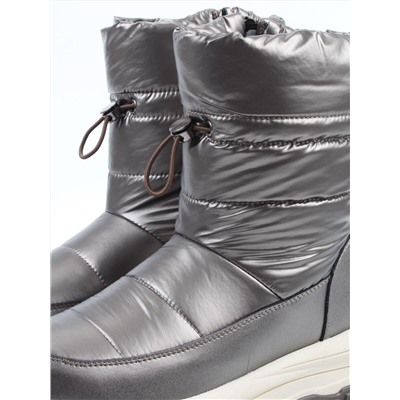 02-WA010-2M GRAY/BRONZE Сапоги "Дутики" зимние женские (натуральная кожа, курточная ткань, 100% шерсть)