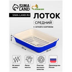 Туалет средний с сеткой 36 х 26 х 6,5 см, тёмно-синий/бежевый
