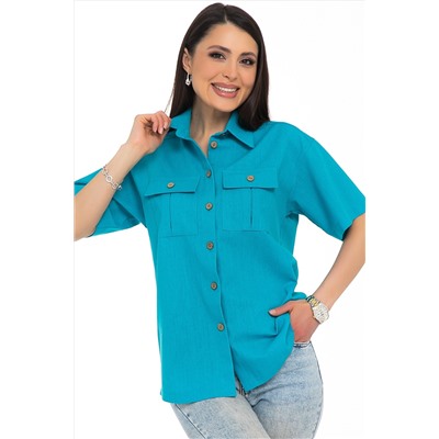 Рубашка бирюзовая льняная