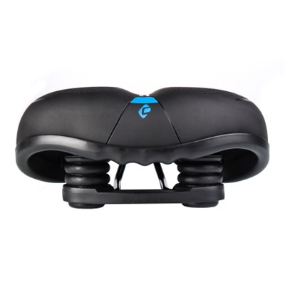 Седло велосипедное комфортное COMIRON TOKYO C012 265x220, Технологии: ED, MEMORY FOAM, Верх: PU с пресс. принтом, Цвет: Чёрный+Синий/ АКЦИЯ /уп 20/