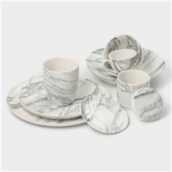 Сахарница Magistro Real Marble, 250 мл, 8.5×9 см, фарфор, белая