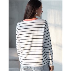 Лонгслив в полоску из премиального хлопка с эластаном