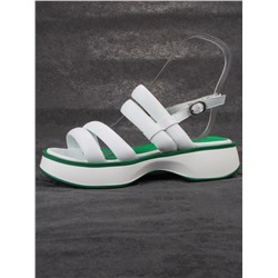 08-PEL266-3 WHITE/GREEN Босоножки женские (натуральная кожа)