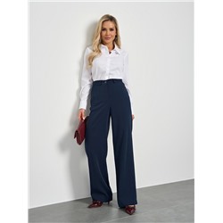 Брюки прямые тёмно-синие с карманами