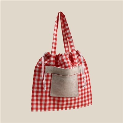 Сумка шоппер SL HOME Red cage, 50×50 см, 100% лён, 150 г/м2