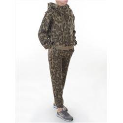 869-3 GREEN/LEOPARD Костюм спортивный зимний женский (95% хлопок, 5% полиэстер)