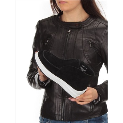 01-5280-5 BLACK Ботинки демисезонные женские (натуральная замша, байка)