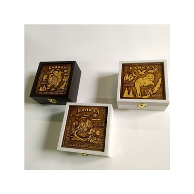 Шкатулка мдф/береста Байкал (Нерпа) 12х12см