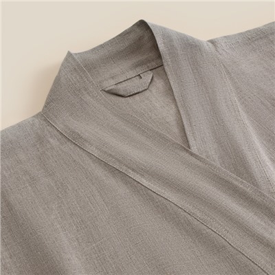 Халат женский домашний SL HOME Floral-52, лён 100%, серый