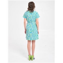 Платье голубое с коротким рукавом