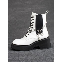 01-GZ6190-L61 WHITE Ботинки демисезонные женские (натуральная кожа)