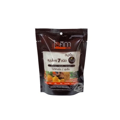 Спа-мыло «7 трав» в мешочке из люфы Isika By Supaporn, 7 Herbs Cool Herbal Soap, 70 гр