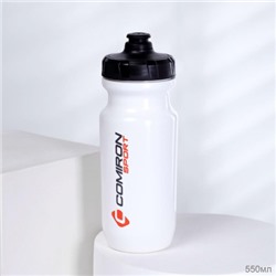 Бутылка велосипедная COMIRON RACE1 гоночная, силиконовый клапан +уплотнитель, пищевой PP, BPA-free, цвет White 550ml/ уп100