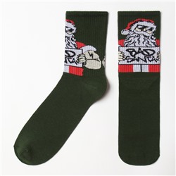 Набор подарочный новогодний «Этель» Bad Santa: плед, носки, перчатки, термостакан