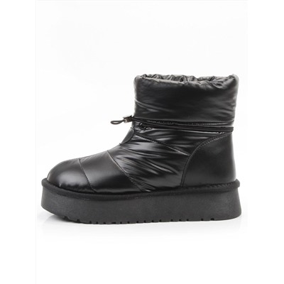 04-WA003-1M BLACK Ботинки зимние женские (натуральная кожа, курточная ткань, 100% шерсть)