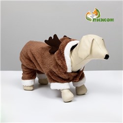 Новогодний костюм для животных "Олень", XS (ДС 16, ОГ 27 см), коричневый