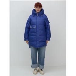 Куртка зимняя женская с капюшоном модная синего цвета 7341S