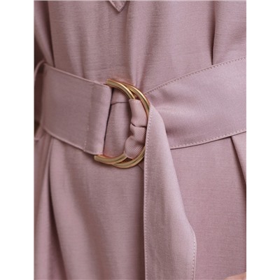 Платье-рубашка А-силуэта с поясом и карманами из плотного лиоцелла
