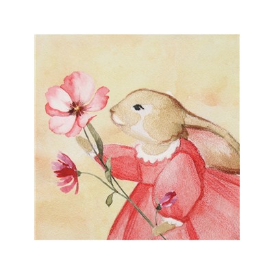 Полотенце кухонное «Этель. Зайчик с цветком», 40×73 см, 100% хлопок, саржа 190 г/м²