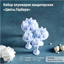 Набор плунжеров кондитерских Доляна «Цветы. Гербера», 4 шт., d=2/2.7/3.8/4.1 см