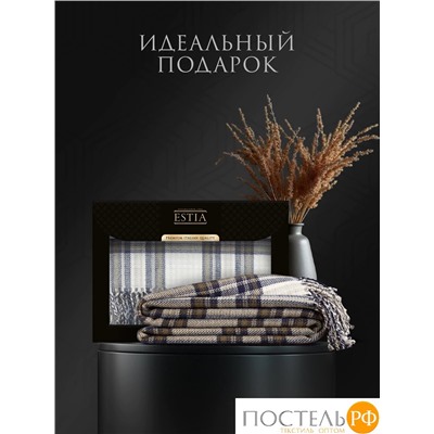 ESTIA ВИЛЬЯМ Плед бел/син/олив 150х200/10х2 см, 1 пр