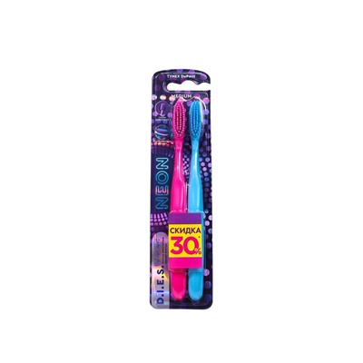 Зубная щетка D.I.E.S. Neon 1+1 средней жесткости, 2 шт.
