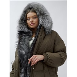 Полупальто женское зимнее с чернобуркой люкс класса коричневого цвета 1313K