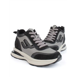 05-804-1B BLACK GRAY Кроссовки женские демисезонные (натуральная кожа , натуральная замша, натуральная байка)