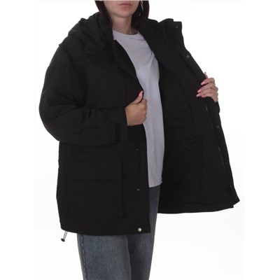 3106 BLACK Куртка демисезонная женская (100 гр. холлофайбер)