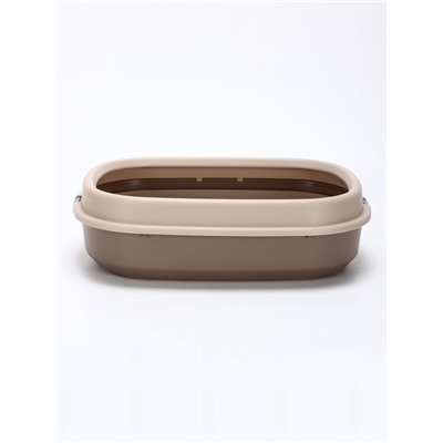 Лоток для кошек Фур-Мур 48×35.5 см с сеткой и бортом цвет, Soft-touch, капучино