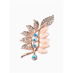 Брошь « Соло» веточка, цветная в золоте