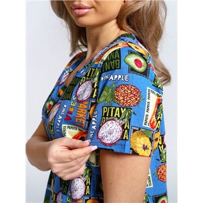 924 Халат "Тропики/голубой"