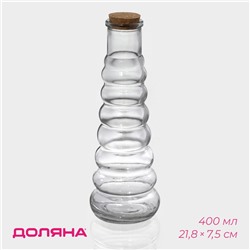 Бутылка для соусов и масла Доляна «Парфе. Гармонь», 400 мл, 21.8×7.5 см, с пробковой крышкой, стекло, прозрачная