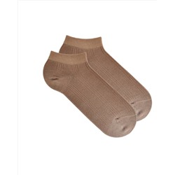 Короткие носки р.40-45 "Перфорация Полоски" Бежевый
