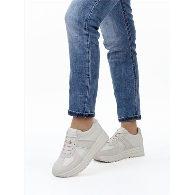 03-A1020-2 LT. BEIGE Кроссовки женские (натуральная кожа, натуральная замша)