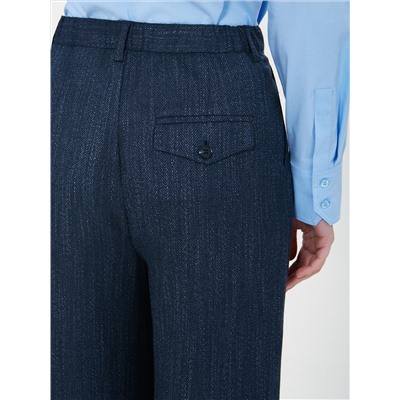 Брюки прямые тёмно-синие с карманами