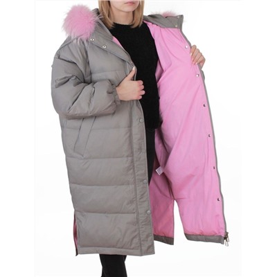 3072 GRAY Пальто зимнее пуховое женское (пух)