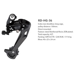 Задний переключатель RD-HG-36, ED чёрный, SUNRUN. 8/9 sp /уп 50/