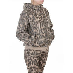869-3 BEIGE/LEOPARD Костюм спортивный зимний женский (95% хлопок, 5% полиэстер)