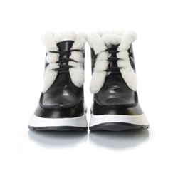 11-P5 BLACK Ботинки зимние женские (натуральная кожа, нат. мех и шерсть)