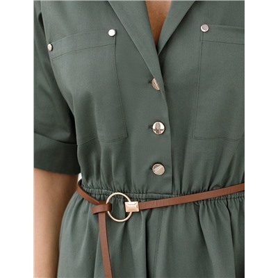 Платье в стиле сафари с отложным воротником