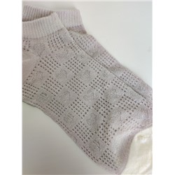 Короткие носки р.35-40 "Перфорация Сердечки" Сиреневые