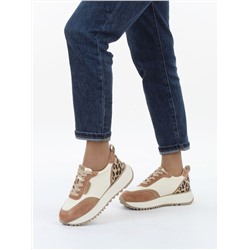 04-PDJ96-1 BEIGE/LT. BEIGE Кроссовки демисезонные женские (натуральная замша, натуральная кожа, текстиль)