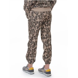 869-3 BEIGE/LEOPARD Костюм спортивный зимний женский (95% хлопок, 5% полиэстер)