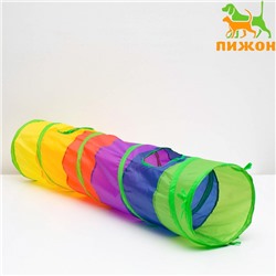 Туннель для кошек с игрушкой, 120×25 см, разноцветный