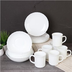 Столовый набор 19 предметов  Классика с кружками 270 мл  GRAY-13 7578 (WHITE) (уп 2)